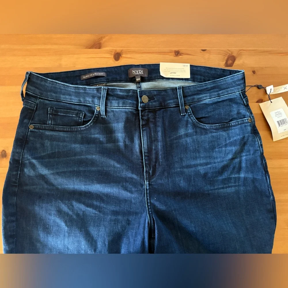 NYDJ Marilyn Blue Denim Slimming Straight Leg Jeans Size 18W NWT - Picture 9 of 14